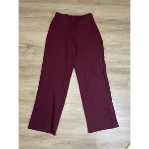 By Design Women's Sz M Stretch High Waisted Dress Pants Burgundy Wide Leg